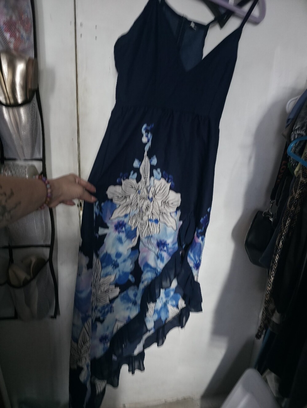 Floral Navy Asymmetrical Summer Dress